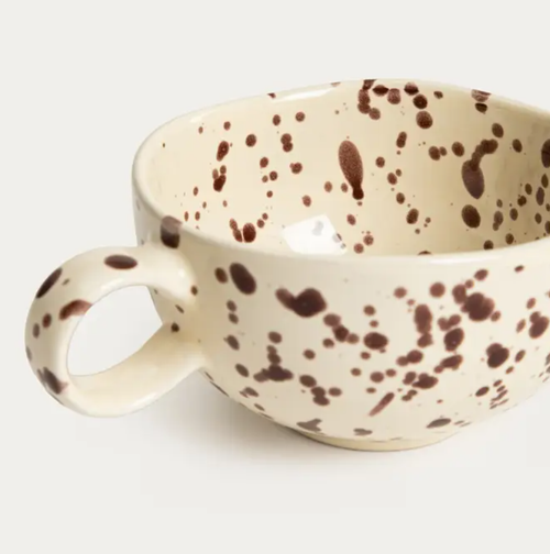 Mug en grès moucheté 300 ml blanc et noir - Astrivo