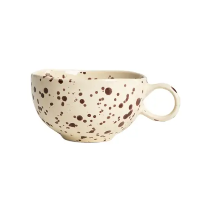 Mug en grès moucheté 300 ml blanc et noir - Astrivo
